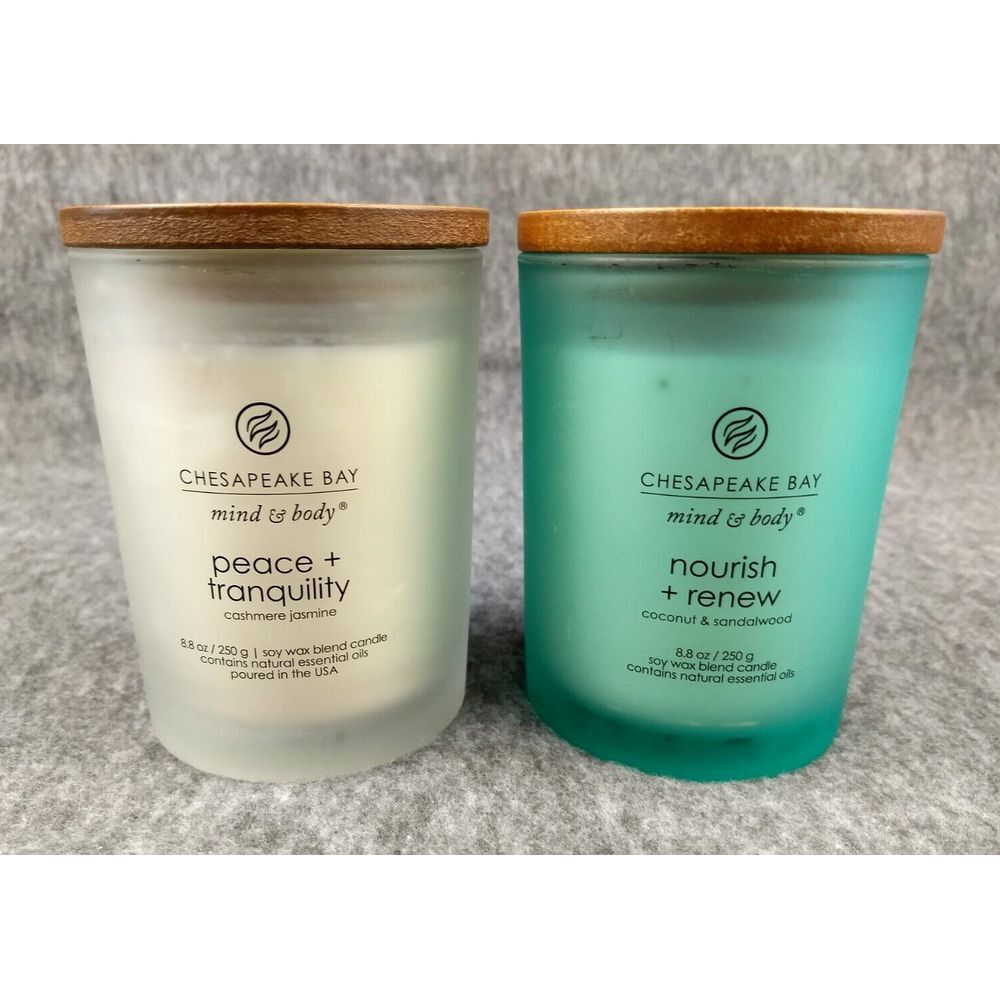Chesapeake Bay Mind Body Candle Peace Tranquility Nourish Renew 1-Wick Lot/2 NEW
